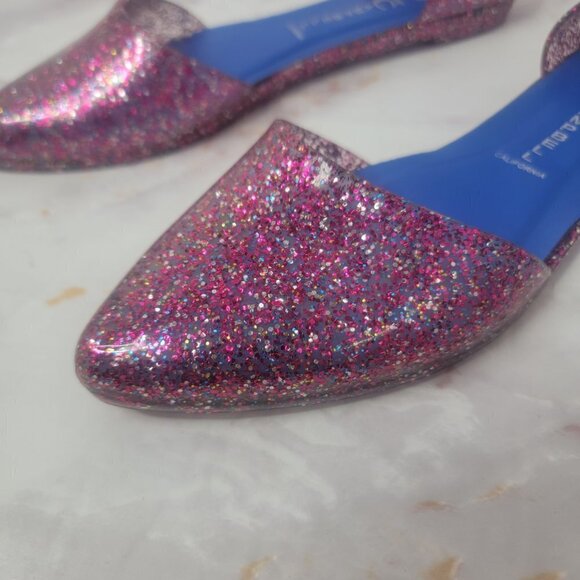 JEFFREY CAMPBELL GLITTER SPARKLE PINK JELLY FLATS HAVANA US LADIES SZ 8 SLIP ON - Picture 6 of 16